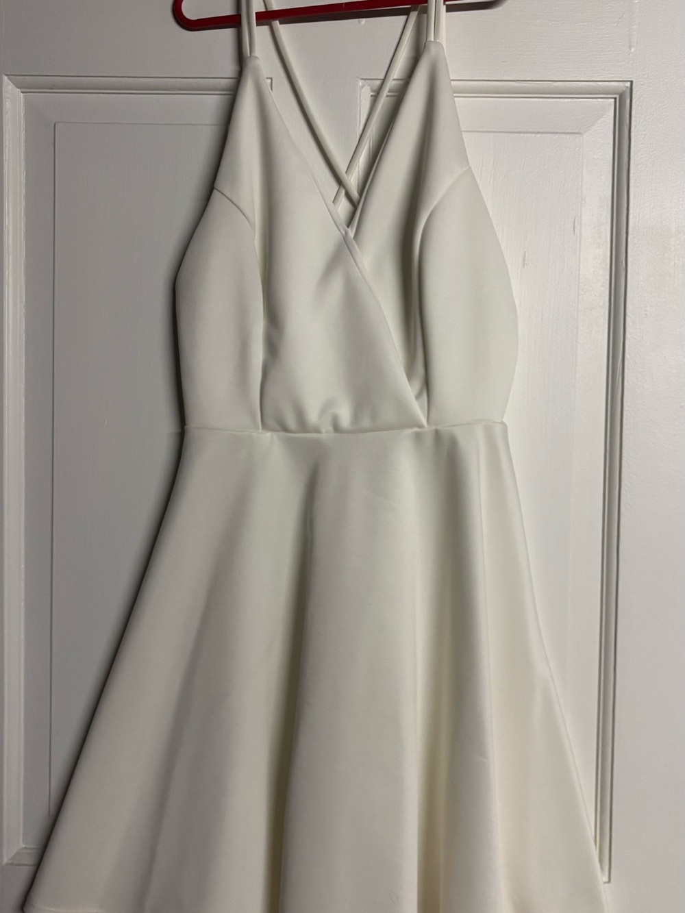 Charlotte Russe White Strapless A-Line Dress with V-Neck